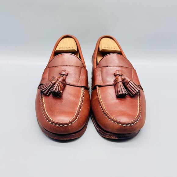 Allen Edmonds Shoes Mens 10.5 Brown Leather Bangor Tassel Loafers Vintage USA main image 10